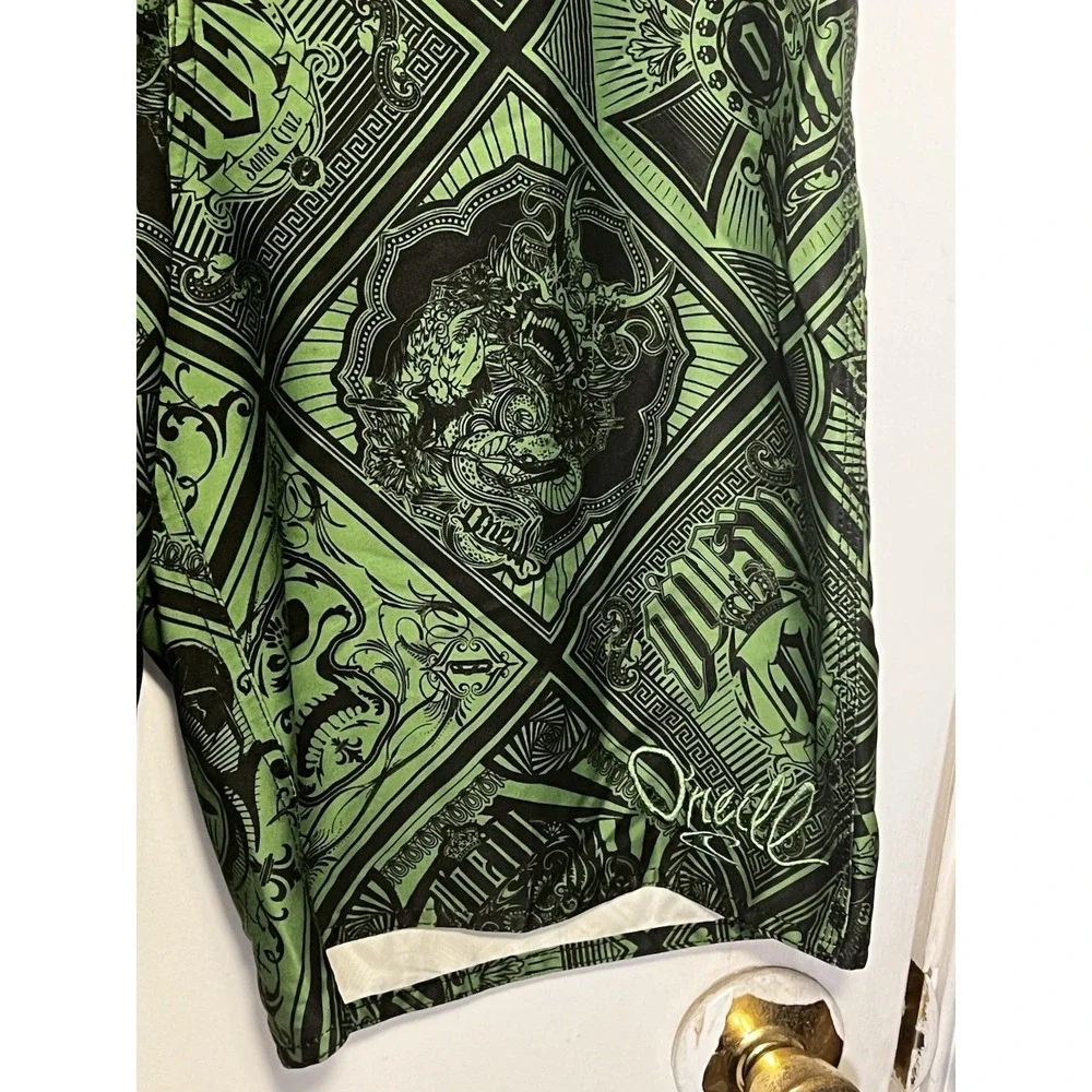 O'neill Men's‎ L Green Black Gothic Skull King Of Spade Logo Santa Clara Board